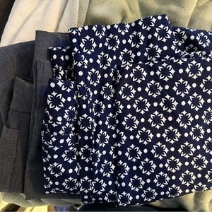 TWO pairs of Kim Roger’s Pants - Gray & Navy and White Floral